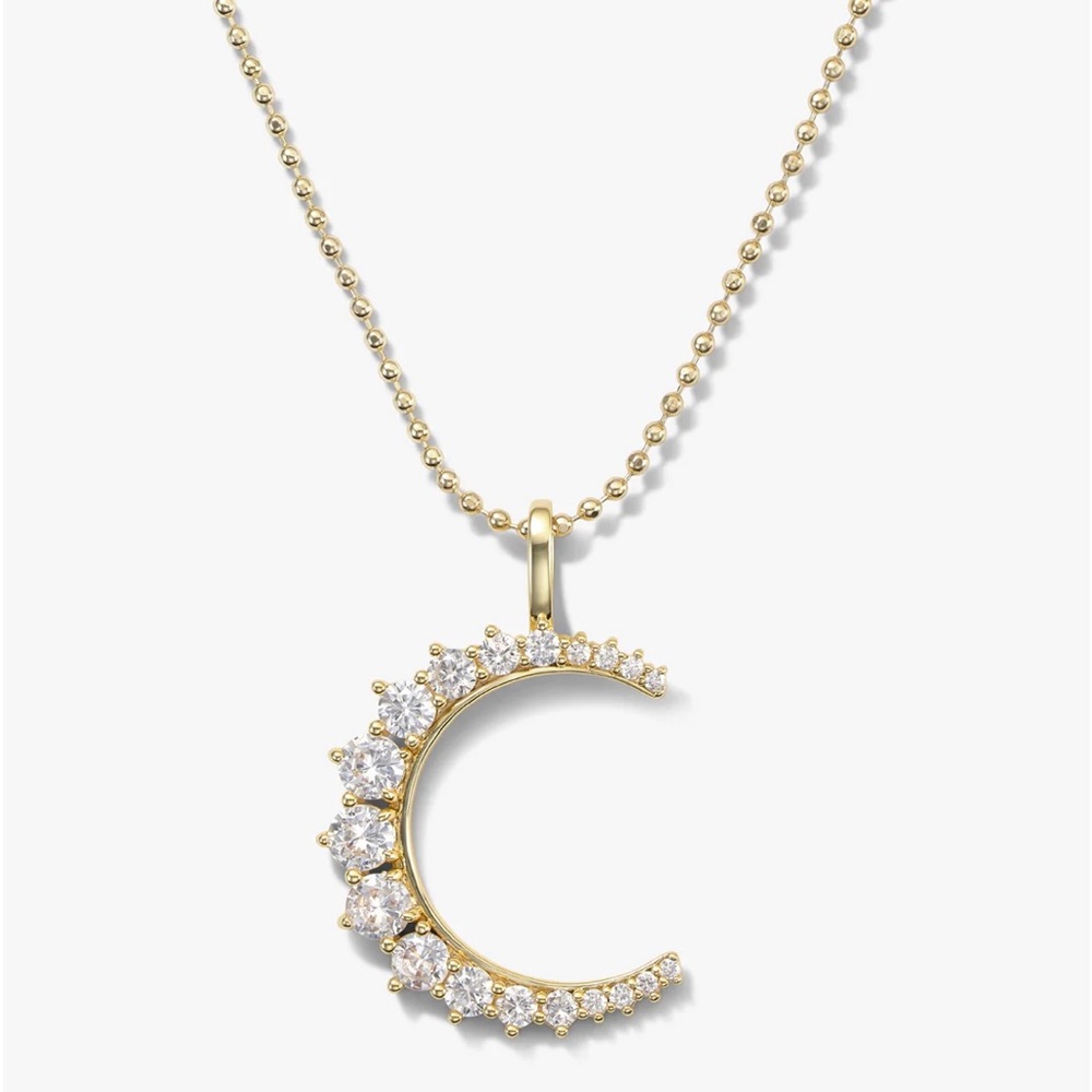 New in box Melinda Maria Callisto Moon Gold Crystal Necklace 15-17”